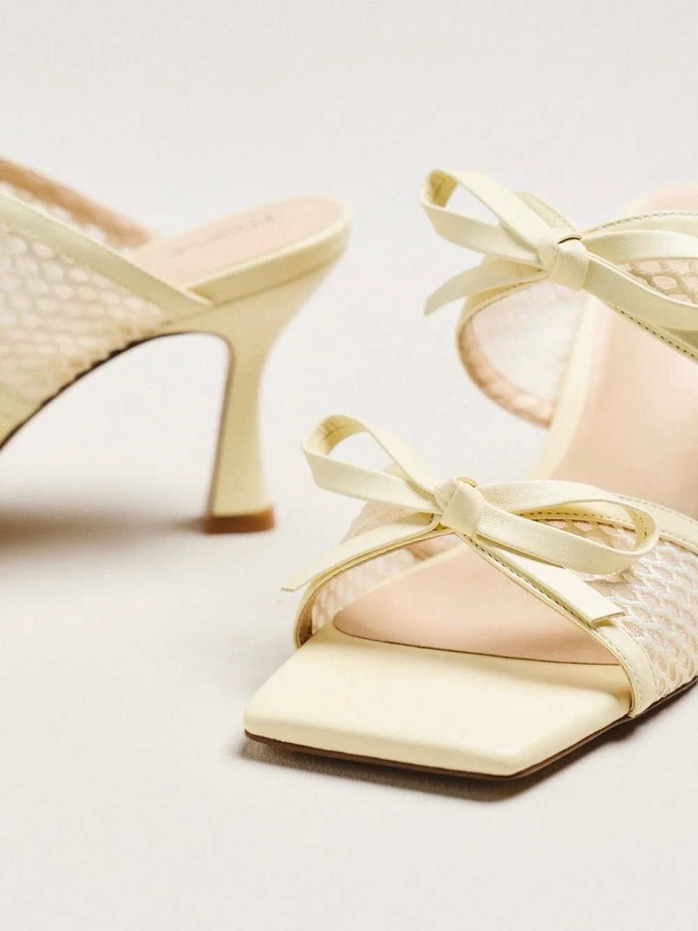 Maeve Mesh Double Bow Open Toe Heels, size 7